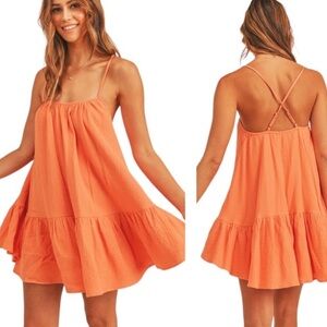 Mable Octavia Mini Dress Orange Cotton Summer Sun Dress